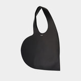 Sac Heart Tote Bag en Cuir Noir