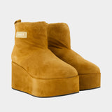 Bottes Shearling Wedge - Coperni - Cuir - Marron