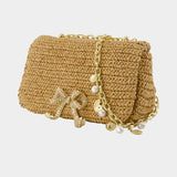 Sac Porté Épaule Bow Charm - SELF PORTRAIT - Raphia - Marron