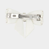 Barrette Pearl Crystal Bow - SELF PORTRAIT - Argent - Blanc