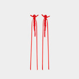 Boucles D'oreilles Slim Bow Ribbon - Simone Rocha - Cristal - Rouge