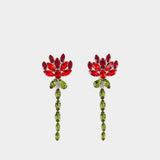 Boucles D'oreilles Crystal Carnation - Simone Rocha - Laiton - Rouge