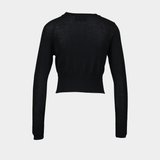 Cardigan Cropped Merino Silk W/ Emb - Simone Rocha - Laine - Noir