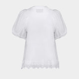 T-Shirt Tulle Overlay Puff Sleeve Lace - Simone Rocha - Coton - Blanc