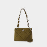 Sac Porté Épaule Kira Diamond Small - Tory Burch - Cuir - Vert