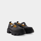 Mocassins Cleated Mary Jane - Ganni - Cuir Synthétique - Noir