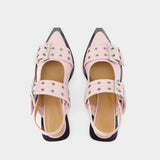 Ballerines Feminine Buckle - Ganni - Cuir Synthétique - Rose