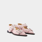 Ballerines Feminine Buckle - Ganni - Cuir Synthétique - Rose