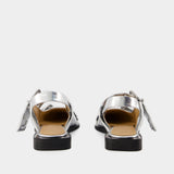 Ballerines Feminine Buckle - Ganni - Cuir Synthétique - Argenté