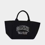 Cabas Xxl Logo - Ganni - Coton - Noir