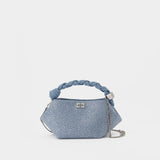Sac À Bandoulière Bou Mini Strass - Ganni - Denim - Bleu