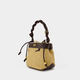 Sac À Bandoulière Bou Bucket - Ganni - Raphia - Marron