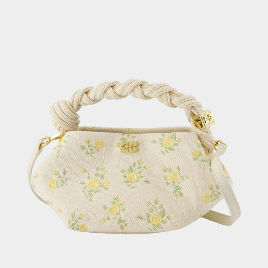 Sac À Bandoulière Bou Mini Flowers - Ganni - Coton - Blanc