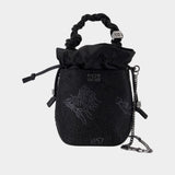 Sac À Main Bou Mini Flower - Ganni - Satin - Noir