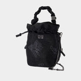 Sac À Main Bou Mini Flower - Ganni - Satin - Noir