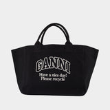 Cabas Xxl Pocket - Ganni - Coton - Noir