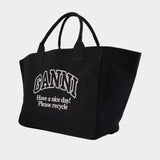 Cabas Xxl Pocket - Ganni - Coton - Noir