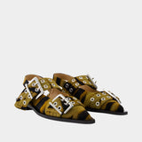 Ballerines Feminine Buckle Zebra - Ganni - Coton - Beige