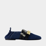 Ballerines Sue Triple Fringed - Ganni - Coton - Bleu