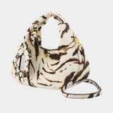 Sac À Main Hobo Mini Zebra - Ganni - Synthétique - Ivoire