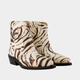 Bottes Low Shaft Embroidered Western - Ganni - Synthétique - Ivoire