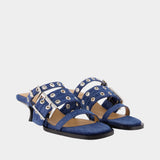 Mules Buckle Strap - Ganni - Coton - Bleu