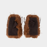 Moufles Straight Pile - Ganni - Laine - Marron