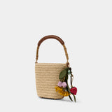 Sac À Main Charm Bucket - SELF PORTRAIT - Raphia - Marron