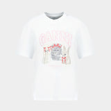 T-Shirt Basic Cotton Jersey Cute Animals - Ganni - Coton - Blanc
