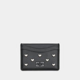 Porte Carte Bou Hearts Studs - Ganni - Synthétique - Noir