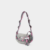 Sac Porté Épaule Alog Monogram - Acne Studios - Cuir - Bleu/Rose