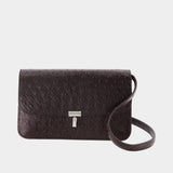 Sac À Bandoulière T-Lock Ostrich - TOTEME - Cuir - Bordeaux