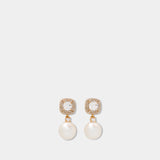 Boucles D'oreilles Crystal Pearl - SELF PORTRAIT - Métal - Doré