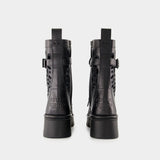 Bottines Lacées Combat - Valentino - Cuir - Noir