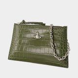 Pochette Small Flat Zip - Vivienne Westwood - Cuir - Kaki
