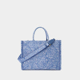 Cabas Large En Jacquard - Versace - Toile - Bleu