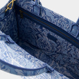 Cabas Large En Jacquard - Versace - Toile - Bleu