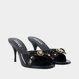 Sandales Mules T.85 - Versace - Cuir - Noir