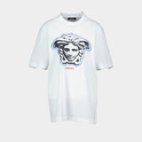 T-Shirt Jersey Greca Medusa Print - Versace - Coton - Blanc
