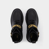 Bottines Vlogo Combat en Cuir Noir