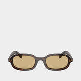 Lunettes De Soleil 0pr D06s - Prada - Acétate - Noir