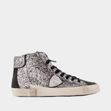 Sneakers Prsx High Woman - Philippe Model - Cuir - Gris