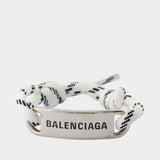 Bracelet Plate - Balenciaga - Métal - Argenté/Blanc