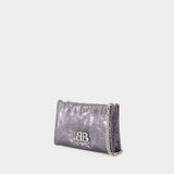 Sac Porté Épaule Monaco - Balenciaga - Cuir - Gris