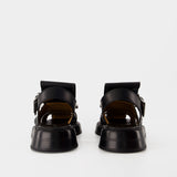 Sandales À Brides T-Bar - Alexander McQueen - Cuir - Noir