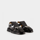 Sandales À Brides T-Bar - Alexander McQueen - Cuir - Noir