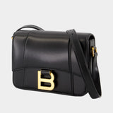 Sac À Bandoulière Hourglass Flap Small - Balenciaga - Cuir - Noir