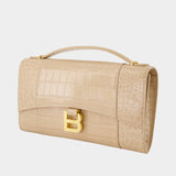 Pochette Hourglass - Balenciaga - Cuir - Beige