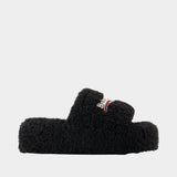 Sandales Furry Platform - Balenciaga - Synthétique - Noir
