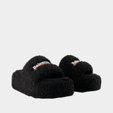 Sandales Furry Platform - Balenciaga - Synthétique - Noir